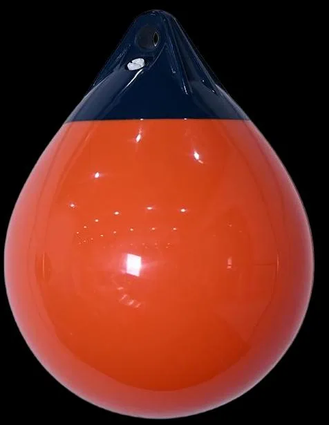 A Series orange spherical yacht fender