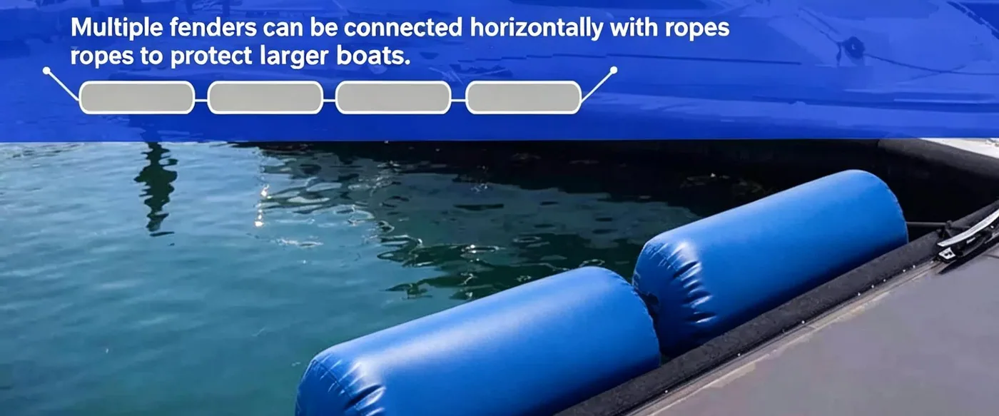 DWF tube fenders against a boat hull