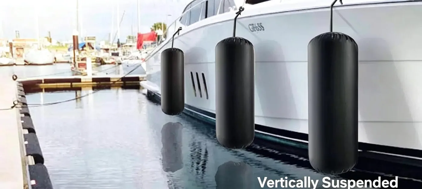 DWF tube fenders moored at a floating dock