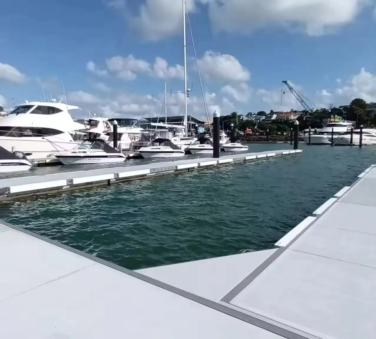 Padded EPE strips along a marina dock