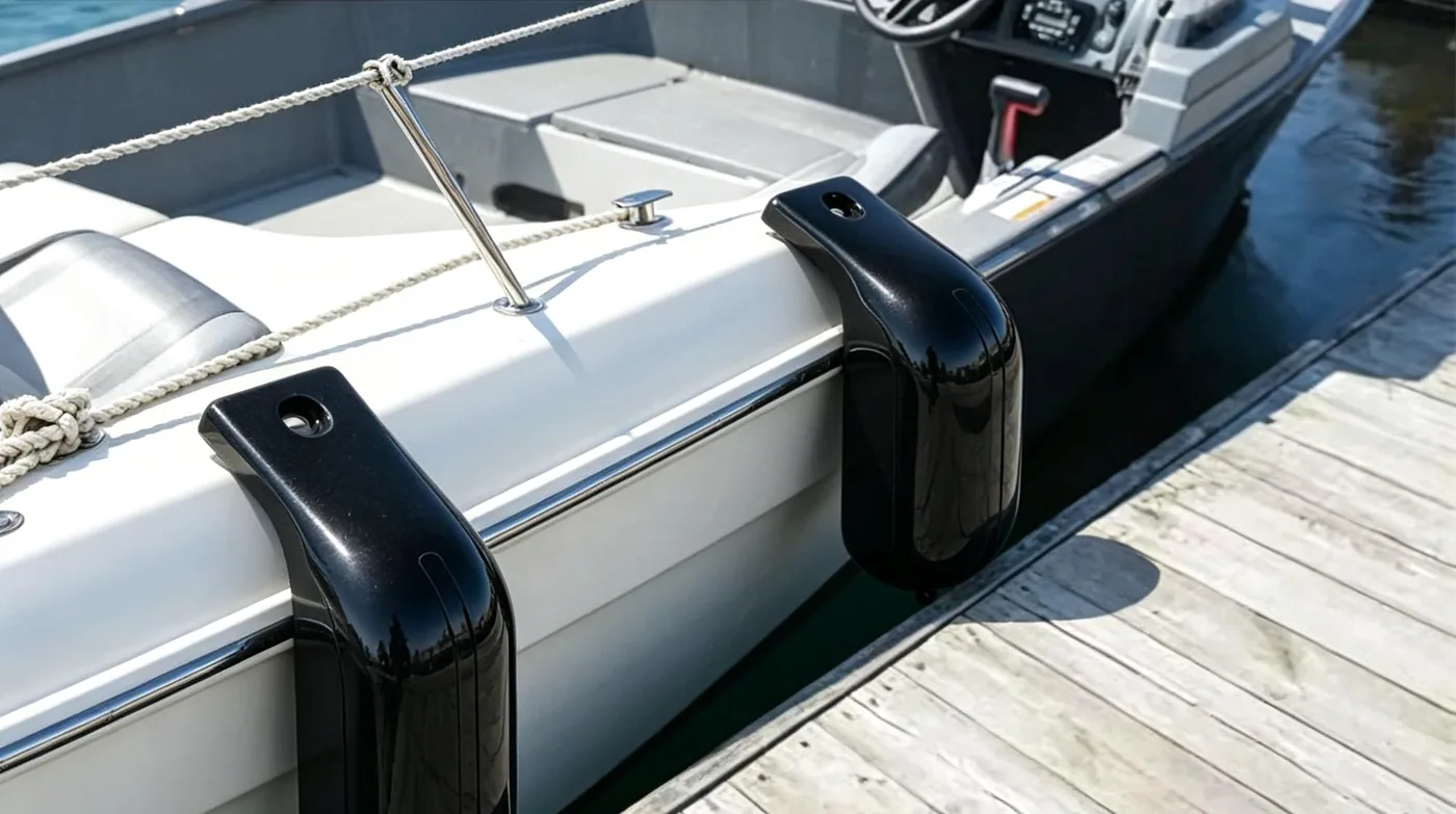 J1 fender at a wooden dock edge