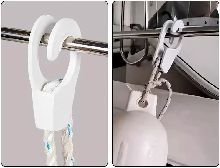 Rope hooks on a rail